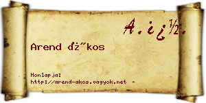 Arend Ákos névjegykártya